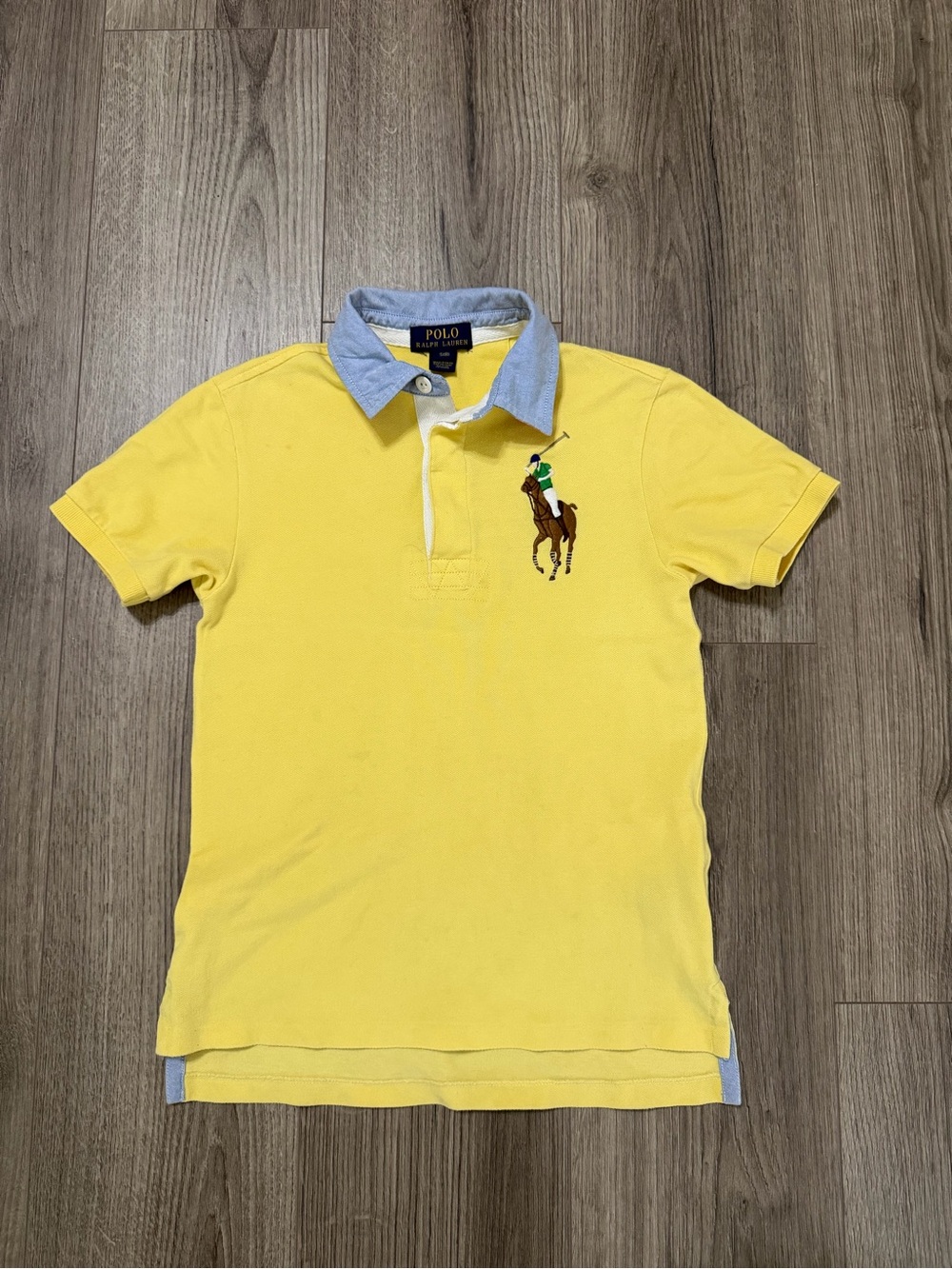 Polo by Ralph Lauren Yellow Polo with Light-Blue Contrast Collar